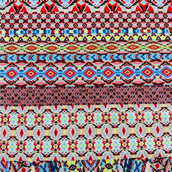 Womens Bisou Bisou Multicolor Blue Midi Pencil Skirt Casual Work Wear Size XS - Picture 3 of 6